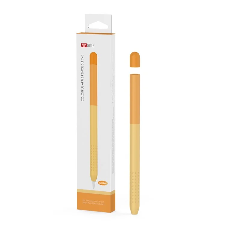 AHASTYLE PT102-1 Silicone Case for Apple Pencil (1st Generation) , Gradient Color Anti-slip Ultra Thin Stylus Pen Cover - Orange