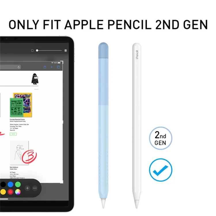 AHASTYLE PT102-2 Capa de Silicone para Apple Pencil (2ª Geração), Capa de Lápis Cor Gradiente Ultra Fina - Azul Gradiente