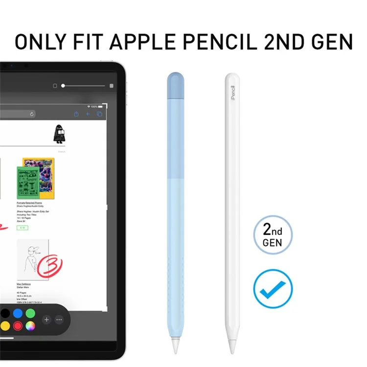 Ashastele PT102-2 Manela de Silicone Para Appla (2ª Geração), Gradiente Colorido Ultra Finus Caneta Caneta Capa de Pele - Gradiente Azul