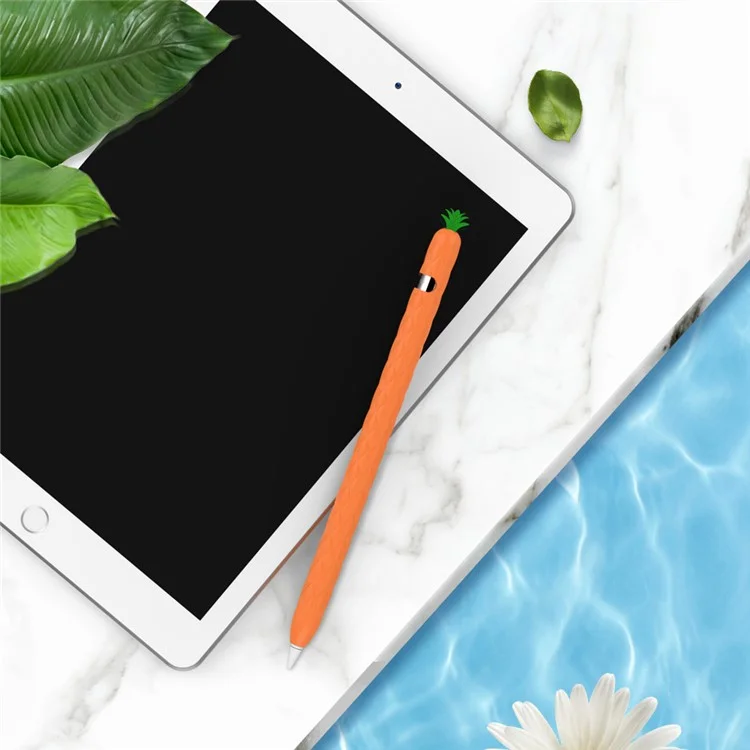 AHASTYLE PT106-1 for Apple Pencil (1st Generation) Stylus Pen Protective Sleeve Pineapple Style Pen Silicone Case - Orange
