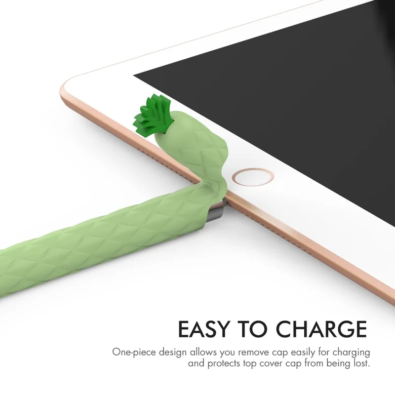 AHASTYLE PT106-1 for Apple Pencil (1st Generation) Stylus Pen Protective Sleeve Pineapple Style Pen Silicone Case - Green