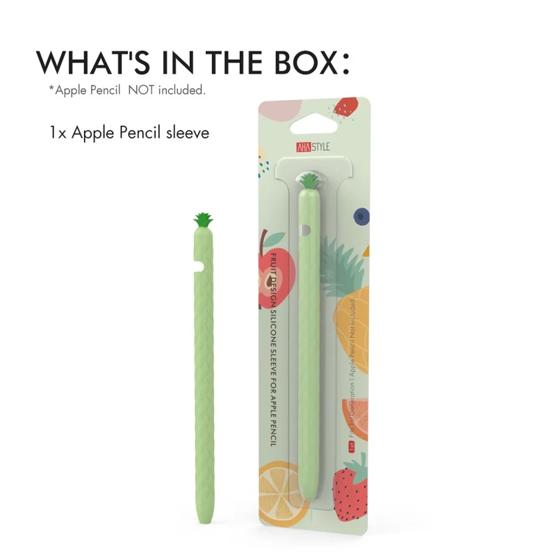 AHASTYLE PT106-1 for Apple Pencil (1st Generation) Stylus Pen Protective Sleeve Pineapple Style Pen Silicone Case - Green
