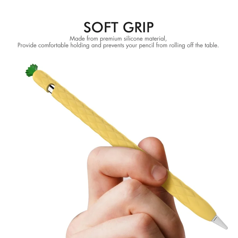 AHASTYLE PT106-1 for Apple Pencil (1st Generation) Stylus Pen Protective Sleeve Pineapple Style Pen Silicone Case - Yellow
