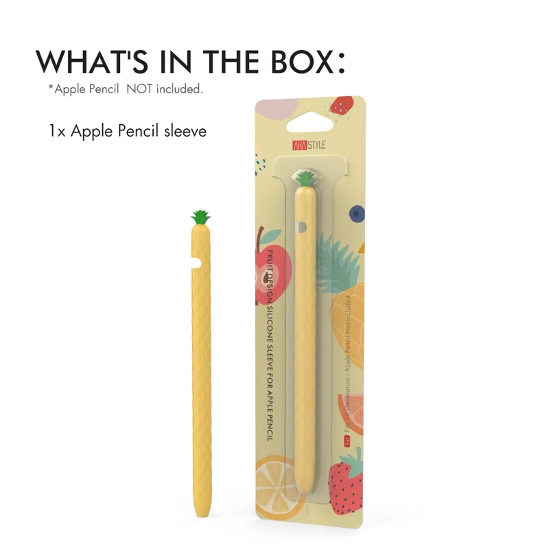 AHASTYLE PT106-1 for Apple Pencil (1st Generation) Stylus Pen Protective Sleeve Pineapple Style Pen Silicone Case - Yellow