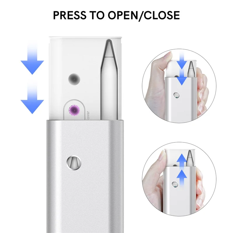 AHASTYLE PT145 Carrying Case for Apple Pencil 1st / 2nd Generation Portable Storage Box Aluminum Alloy - Silver