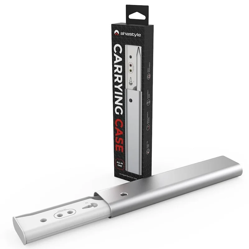 AHASTYLE PT145 Carrying Case for Apple Pencil 1st / 2nd Generation Portable Storage Box Aluminum Alloy - Silver