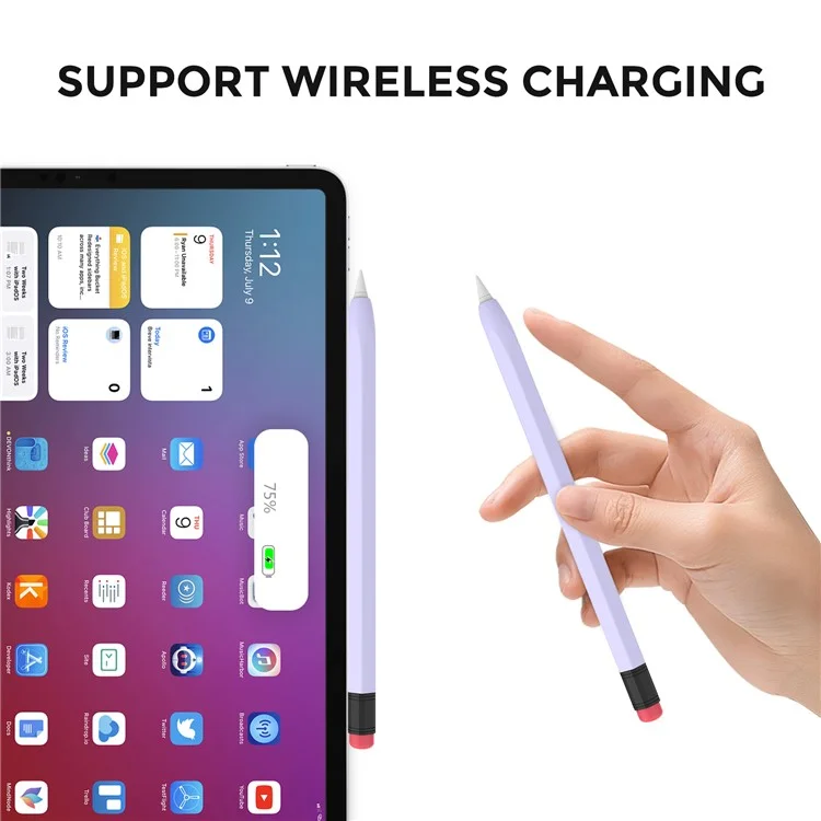 AHASTYLE PT180-2 Pour Apple Pencil Pro / Pencil (2e génération) Rétro Silicone Protective Sleeve Stylet Capacitif Anti-Chute Cover - Violet