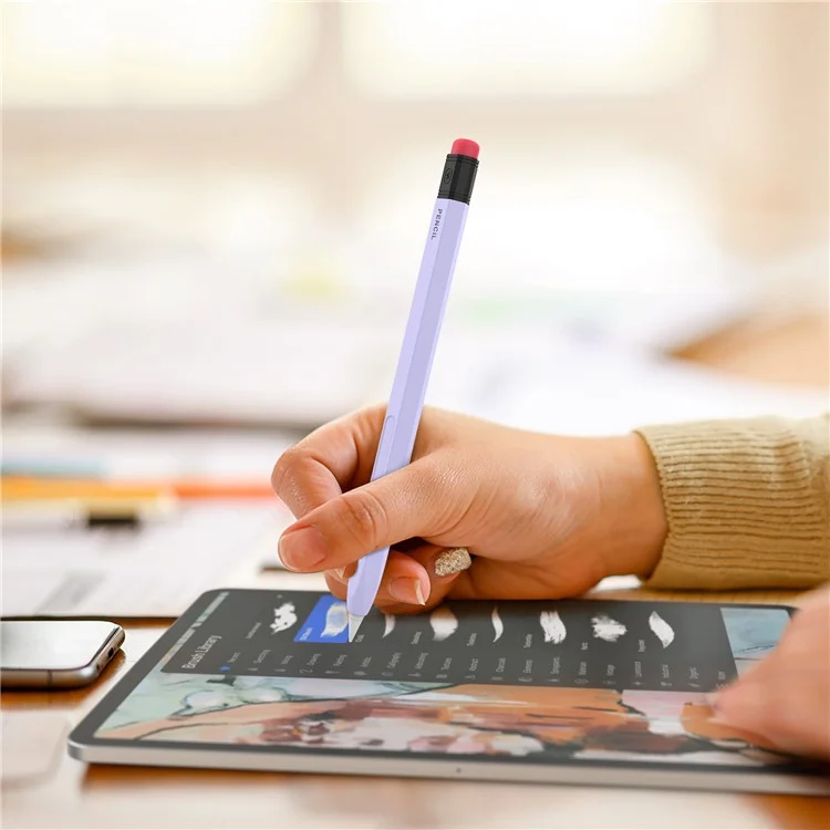 AHASTYLE PT180-2 Pour Apple Pencil Pro / Pencil (2e génération) Rétro Silicone Protective Sleeve Stylet Capacitif Anti-Chute Cover - Violet