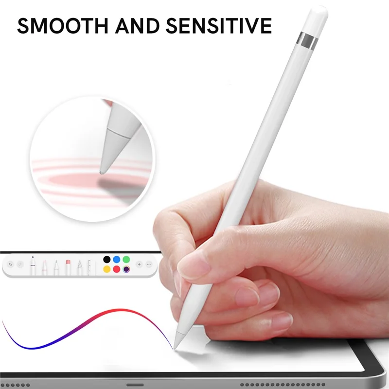 AHASTYLE WG58 For Apple Pencil 2nd / 1st Generation Capacitive Stylus Pen Nib Replacement Touch Screen Pen Tip - White / 3mm Silver Nib