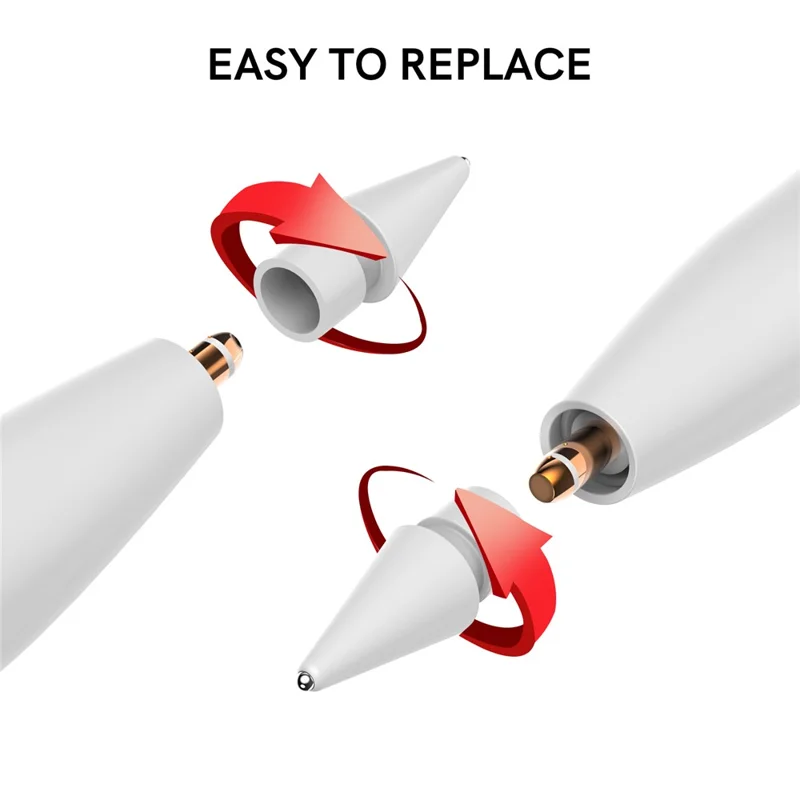 AHASTYLE WG58 For Apple Pencil 2nd / 1st Generation Capacitive Stylus Pen Nib Replacement Touch Screen Pen Tip - White / 3mm Silver Nib
