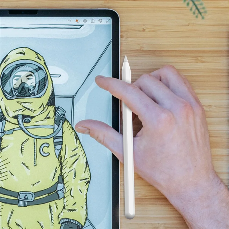 AHASTYLE WG58 For Apple Pencil 2nd / 1st Generation Capacitive Stylus Pen Nib Replacement Touch Screen Pen Tip - White / 3mm Silver Nib