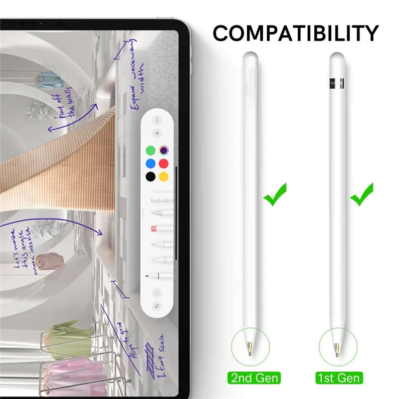 AHASTYLE WG58 For Apple Pencil 2nd / 1st Generation Capacitive Stylus Pen Nib Replacement Touch Screen Pen Tip - Transparent / 3mm Gold Nib