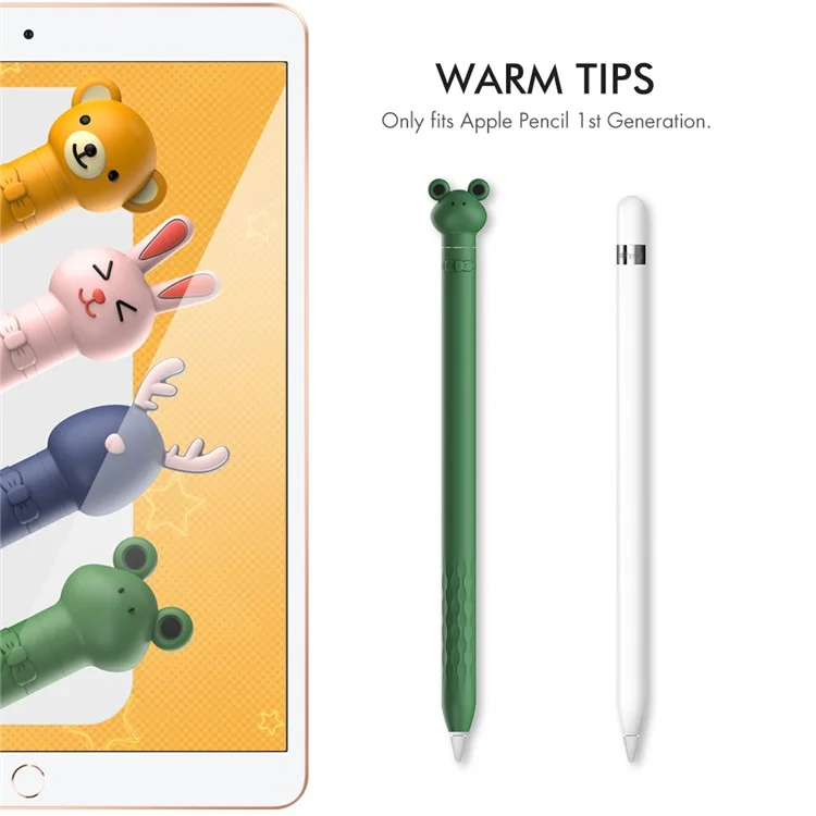 AHASTYLE PT129-1 Para Apple Pencil de 1ª Generación Funda Protectora de Dibujos Animados para Lápiz Estilográfico - Rana Verde Oscuro