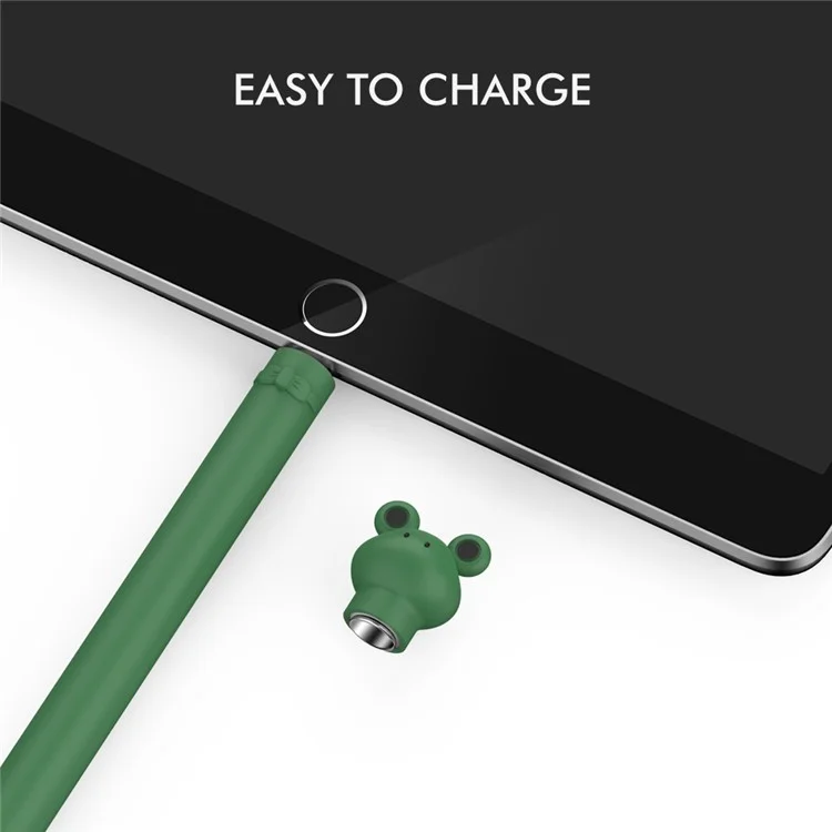 AHASTYLE PT129-1 Para Apple Pencil de 1ª Generación Funda Protectora de Dibujos Animados para Lápiz Estilográfico - Rana Verde Oscuro