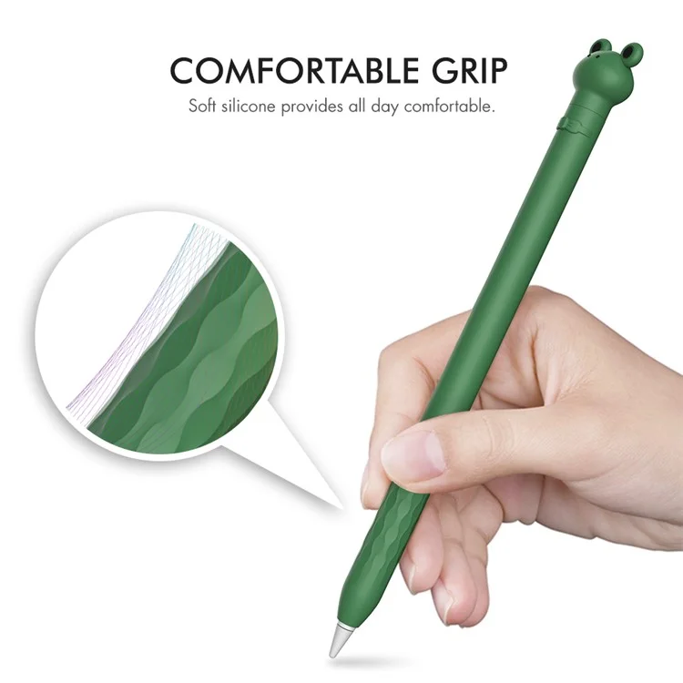 AHASTYLE PT129-1 Para Apple Pencil de 1ª Generación Funda Protectora de Dibujos Animados para Lápiz Estilográfico - Rana Verde Oscuro