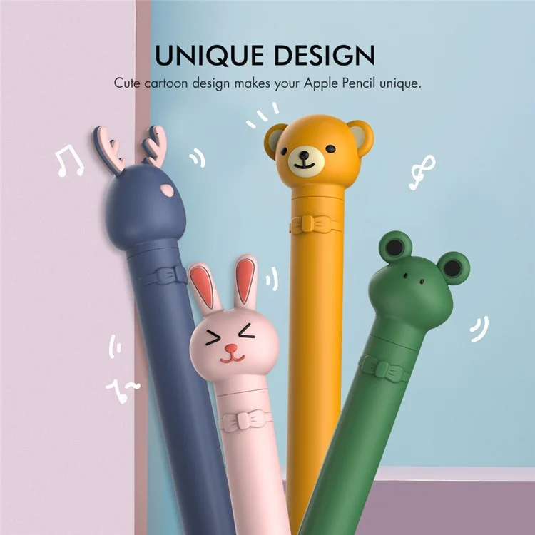 AHASTYLE PT129-1 Para Apple Pencil de 1ª Generación Funda Protectora de Dibujos Animados para Lápiz Estilográfico - Rana Verde Oscuro