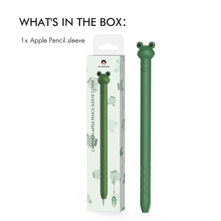 AHASTYLE PT129-1 Para Apple Pencil de 1ª Generación Funda Protectora de Dibujos Animados para Lápiz Estilográfico - Rana Verde Oscuro