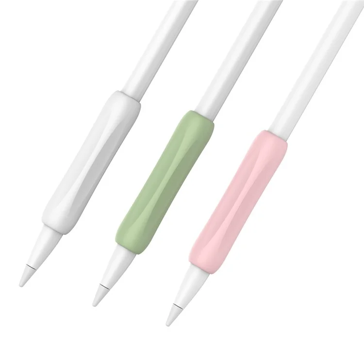 AHASTYLE PT113-1 Silicone Grip for Apple Pencil 1st / 2nd Generation Sleeve, 3Pcs Stylus Pen Case - White / Green / Pink