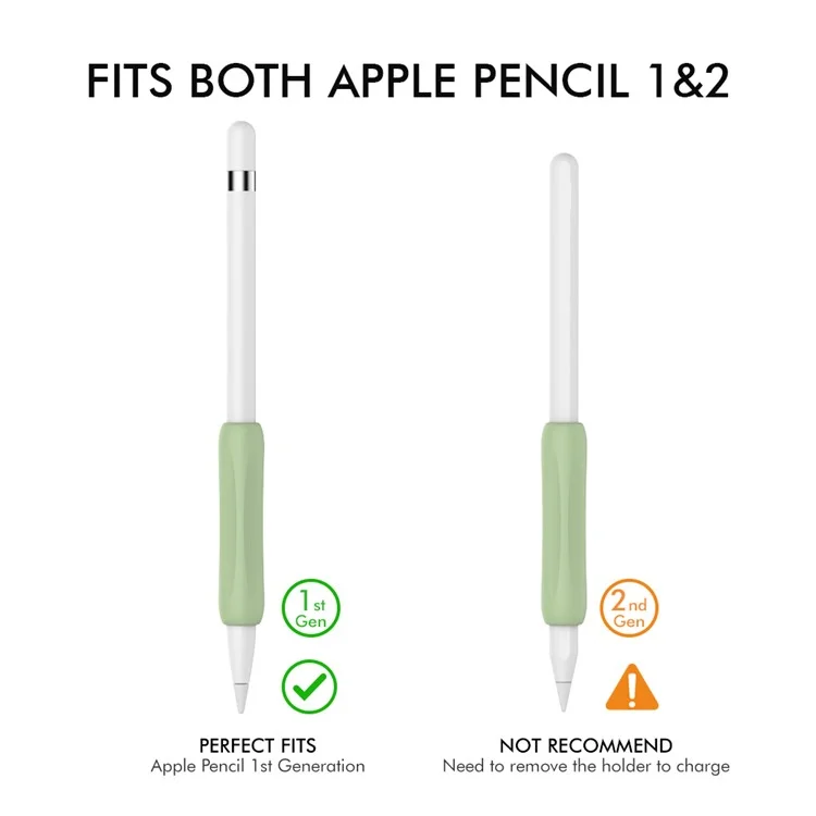 AHASTYLE PT113-1 Silicone Grip for Apple Pencil 1st / 2nd Generation Sleeve, 3Pcs Stylus Pen Case - White / Green / Pink