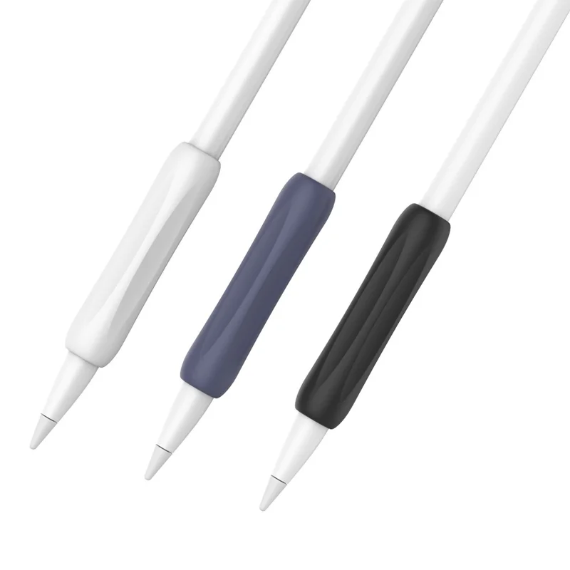 AHASTYLE PT113-1 Silicone Grip for Apple Pencil 1st / 2nd Generation Sleeve, 3Pcs Stylus Pen Case - White / Blue / Black