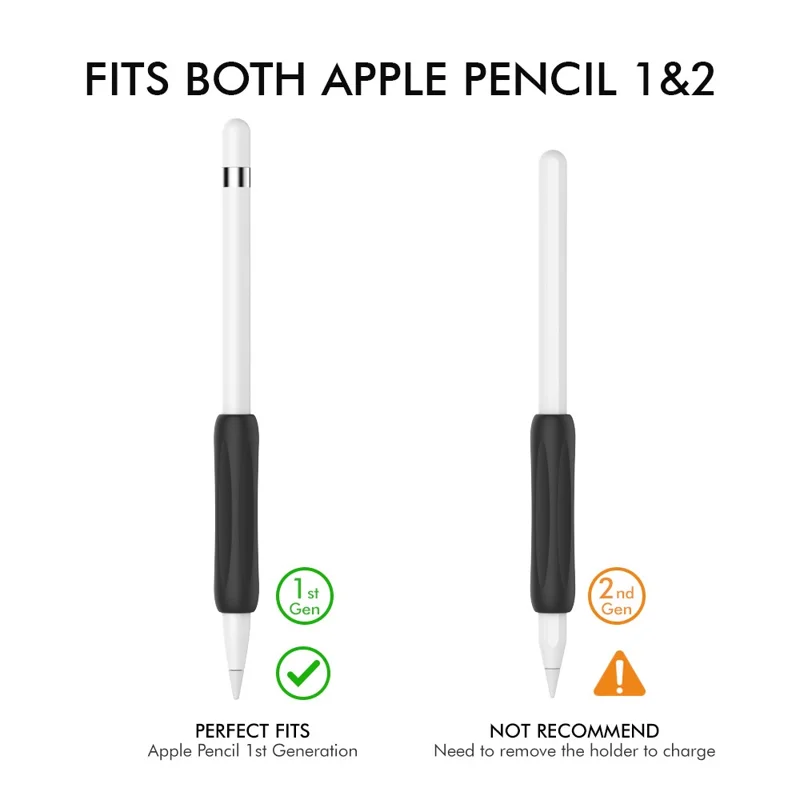 AHASTYLE PT113-1 Silicone Grip for Apple Pencil 1st / 2nd Generation Sleeve, 3Pcs Stylus Pen Case - White / Blue / Black