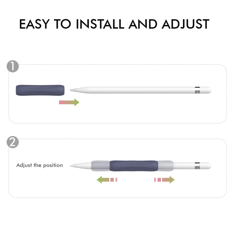 AHASTYLE PT113-1 Silicone Grip for Apple Pencil 1st / 2nd Generation Sleeve, 3Pcs Stylus Pen Case - White / Blue / Black