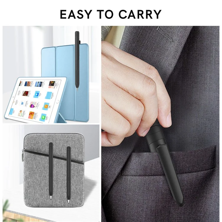 AHASTYLE PT141 Silicone Sleeve for Apple Pencil (1st Generation) Stylus Pen Case Shockproof Protective Cover - Black