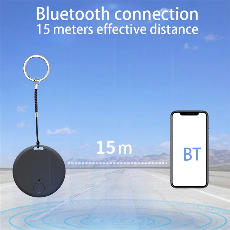 Rastreador de artículos con Bluetooth 5.0 de tamaño mini Y04, localizador inalámbrico antirrobos con alarma de doble posicionamiento - Negro