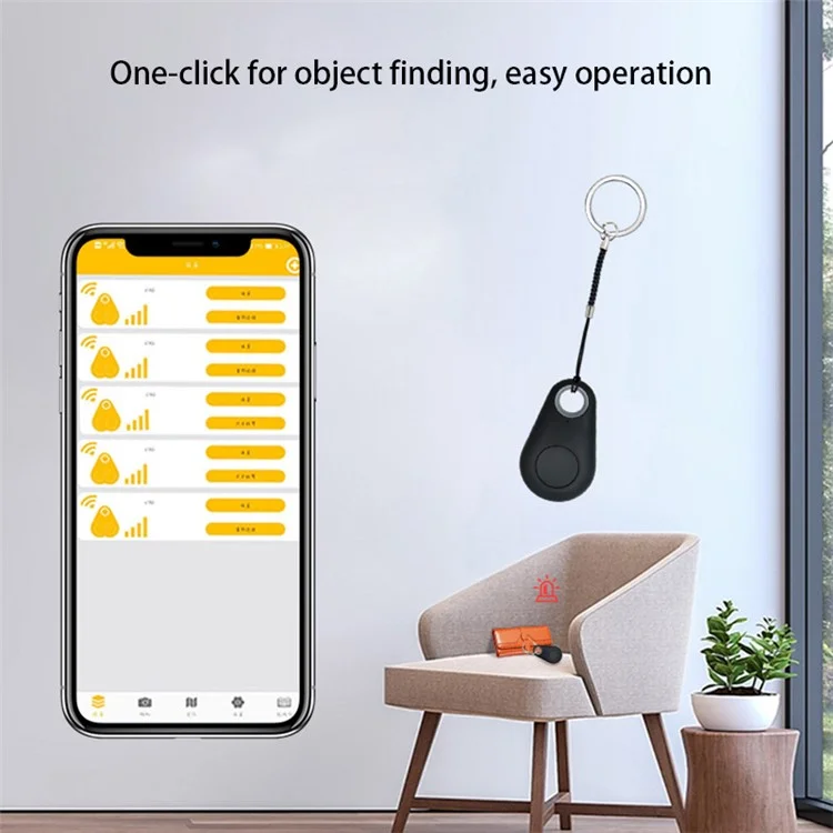 FD-01 Smart Bluetooth Tracker Tag Schlüsselanhänger Anti-Lost Alarm Erinnerung Selfie Verschlusssteuerung für Kinder Haustiere Geldbörsen - Schwarz
