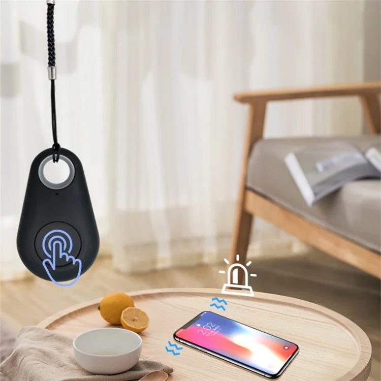 FD-01 Smart Bluetooth Tracker Tag Keychain Anti-Lost Alarm Reminder Selfie Shutter Control for Kids Pets Wallets - Black