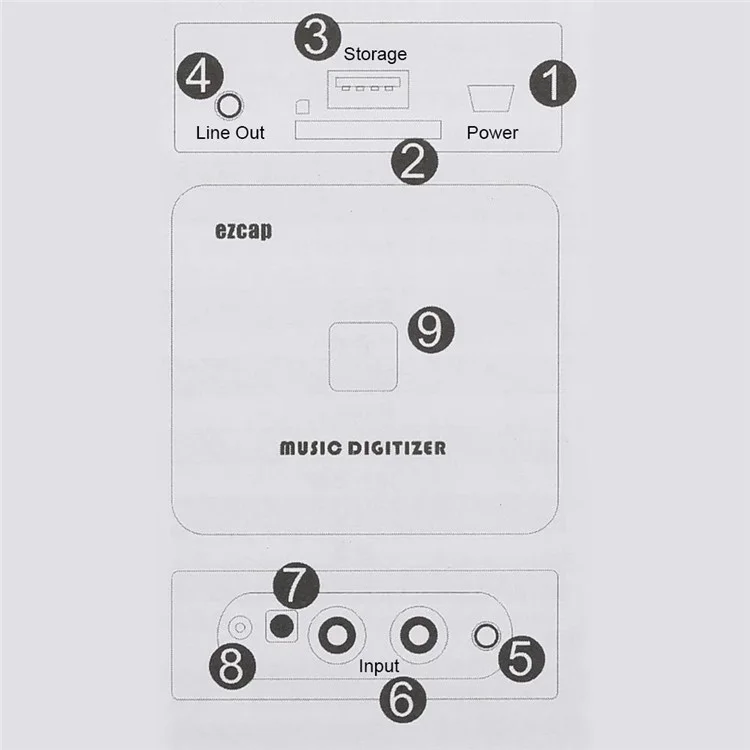 EZCAP 241 Digitalizador de música Caja de colección de audio Convertidor de audio analógico a digital con interfaz de audio de 3.5 mm