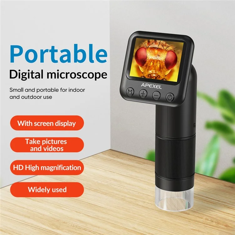 APEXEL MS008 Microscopio digitale portatile manuale Ingranditore elettronico con schermo HD da 2 pollici