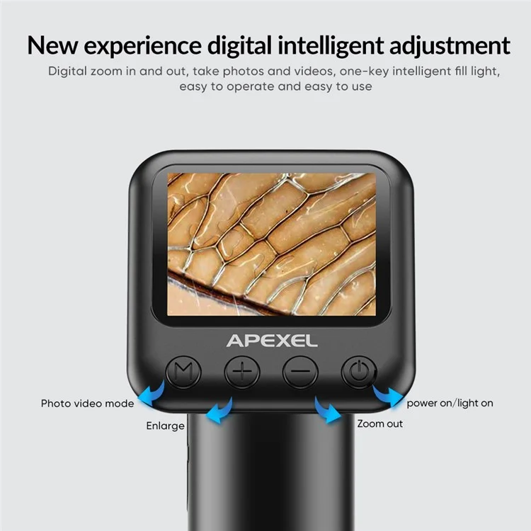 APEXEL MS008 Microscopio digitale portatile manuale Ingranditore elettronico con schermo HD da 2 pollici