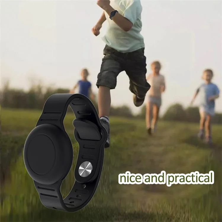 Braccialetto in silicone per Apple AirTag Finder Location Tracker Supporto Custodia protettiva Impermeabile Bracciale - Nero