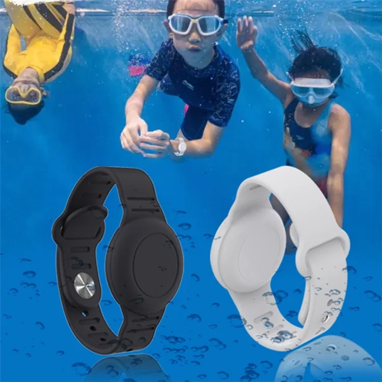 Braccialetto in silicone per Apple AirTag Finder Location Tracker Supporto Custodia protettiva Impermeabile Bracciale - Nero