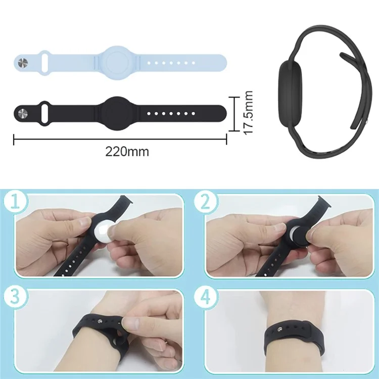 Braccialetto in silicone per Apple AirTag Finder Location Tracker Supporto Custodia protettiva Impermeabile Bracciale - Nero
