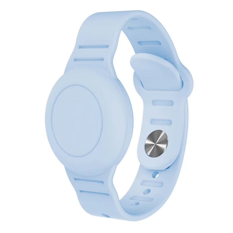 Silicone Wristband for Apple AirTag Finder Location Tracker Holder Protective Case Waterproof Bracelet - Baby Blue