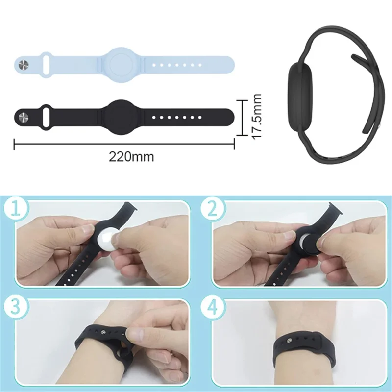 Silicone Wristband for Apple AirTag Finder Location Tracker Holder Protective Case Waterproof Bracelet - Baby Blue