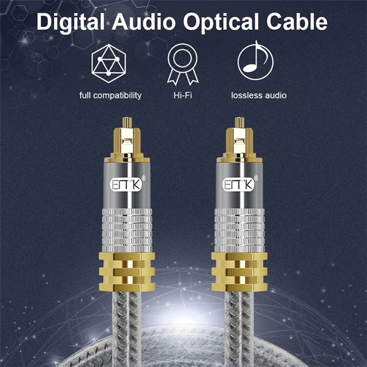 EMK YL-A 1,5m OD8,0mm Digitales optisches Audiorekabel mit vergoldeten Anschlüssen S / PDIF Toslink-Kabel