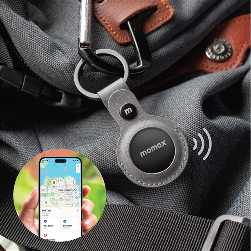 MOMAX PINTAG Wireless Key Finder Tracking Device Smart APP Control Anti-Lost Tracker for iOS - White