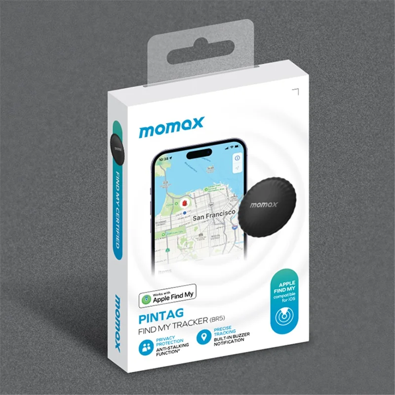 MOMAX PINTAG Wireless Key Finder Tracking Device Smart APP Control Anti-Lost Tracker for iOS - White