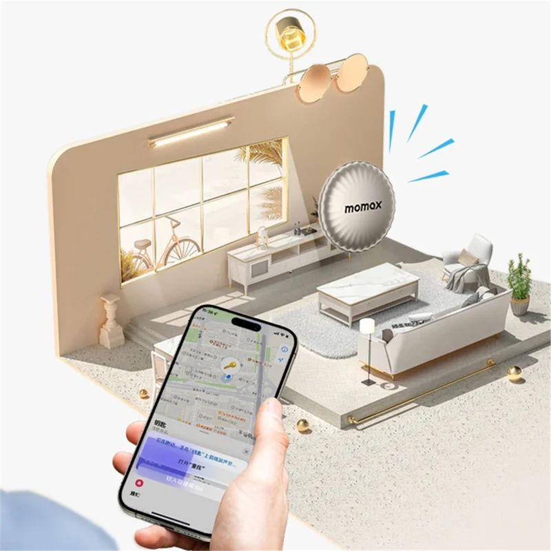MOMAX PINTAG Wireless Key Finder Tracking Device Smart APP Control Anti-Lost Tracker for iOS - Titanium Gold