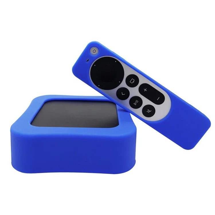 2Pcs / Set For Apple TV 4K 2022 Set-top Box Protective Cover + Remote Control Silicone Case - Blue