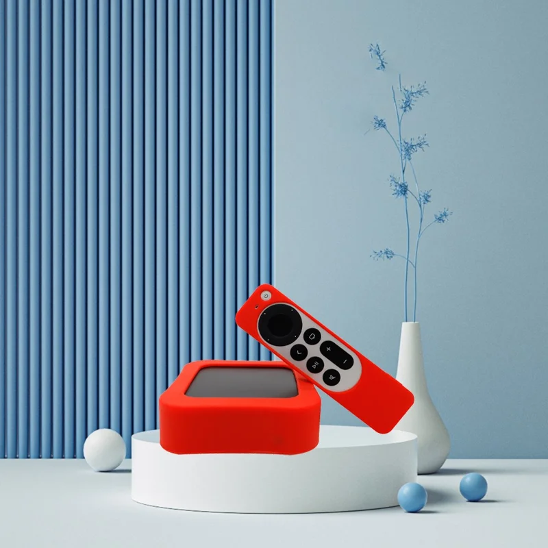 2Pcs / Set For Apple TV 4K 2022 Set-top Box Protective Cover + Remote Control Silicone Case - Black