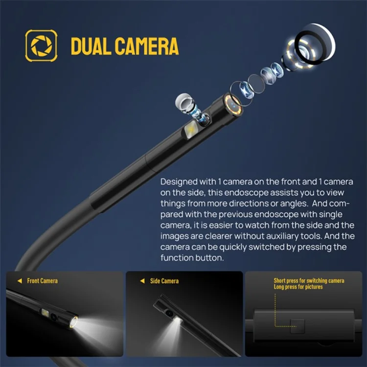 ULEFONE uSmart E02 Endoscopio Cámara Dual Boroscopio Cámara para Power Armor 19 / 18T / 18 / 16 Pro / 13 / Armor 9 / 9E