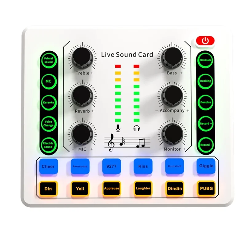 M8 Live Sound Card Wireless Bluetooth-compatible Sound Board Mixer for Live Broadcast Home KTV - White
