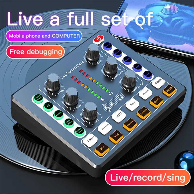 M8 Live Sound Card Wireless Bluetooth-compatible Sound Board Mixer for Live Broadcast Home KTV - White