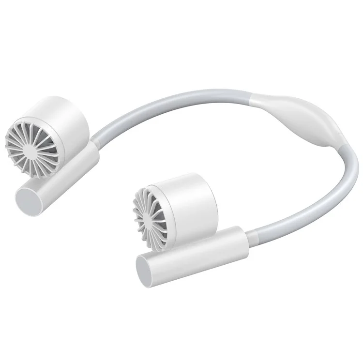 Carga Portátil USB Cuello Colgante Mini Ventilador de Enfriamiento Abanico Sumer Mute Turbo Ventilador - Blanco