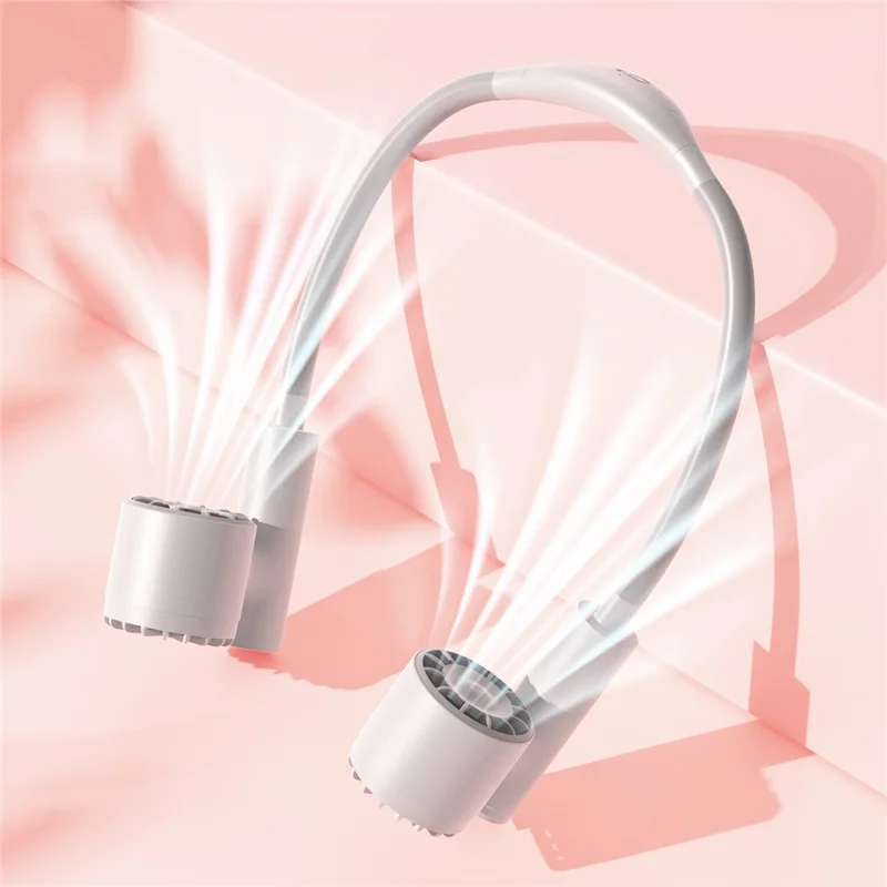 Portable USB Charging Hanging Neck Mini Cooling Fan ABS Summer Mute Turbo Fan Cooler - Pink