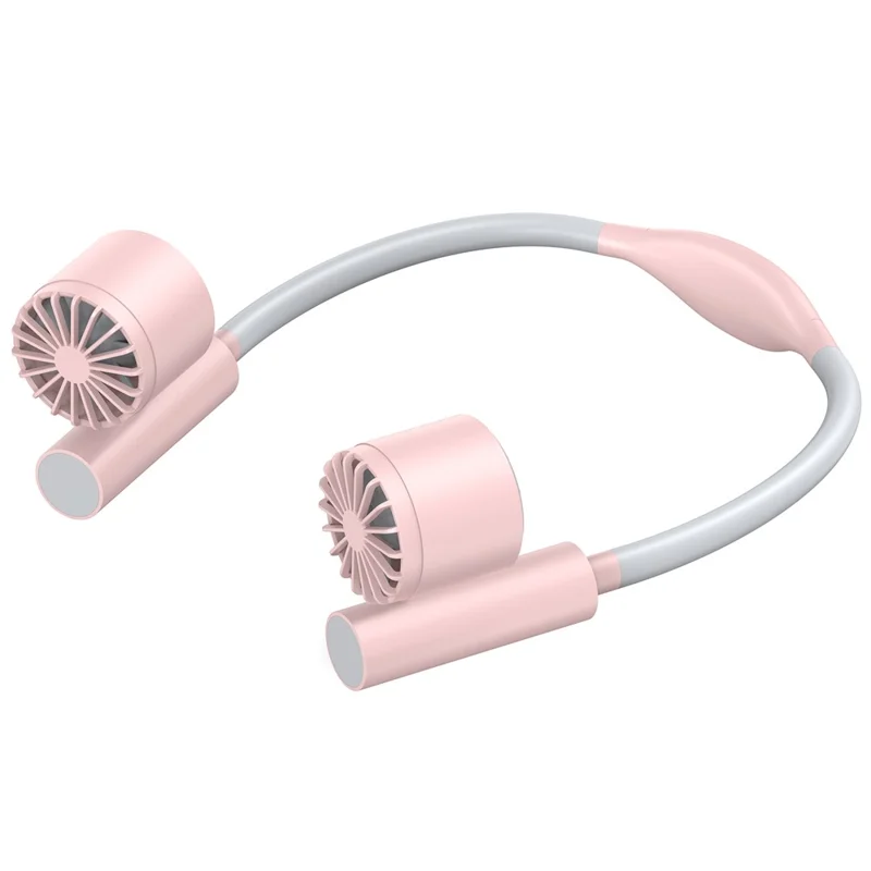 Portable USB Charging Hanging Neck Mini Cooling Fan ABS Summer Mute Turbo Fan Cooler - Pink